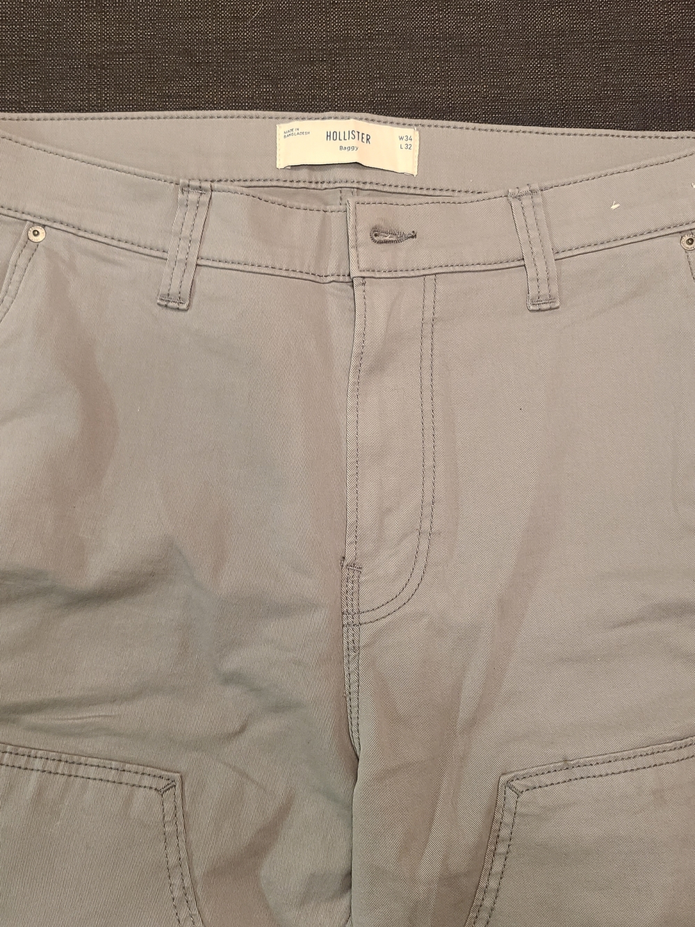 Hollister Pants Mens 34x32 Grey Baggy Carpenter Cargo Double Knee Utility Work